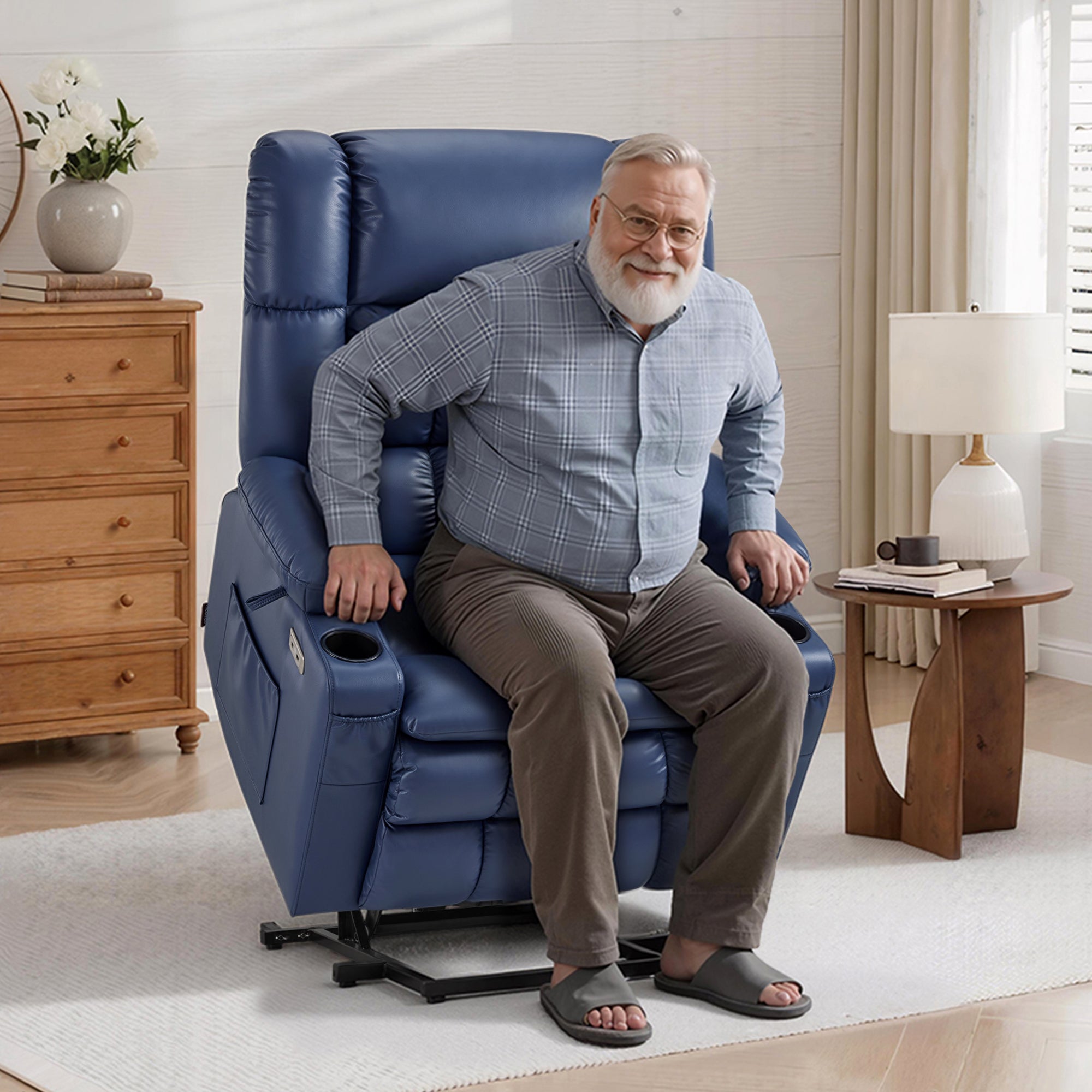 Dual Motor Power Lift Recliner Chair, Massage and Heat, Lay Flat for Sleeping, Faux Leather 7890|7893|7896|R7891|R7897|R7894