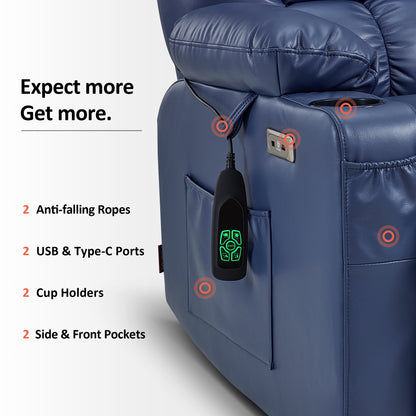 Dual Motor Power Lift Recliner Chair, Massage and Heat, Lay Flat for Sleeping, Faux Leather 7890|7893|7896|R7891|R7897|R7894