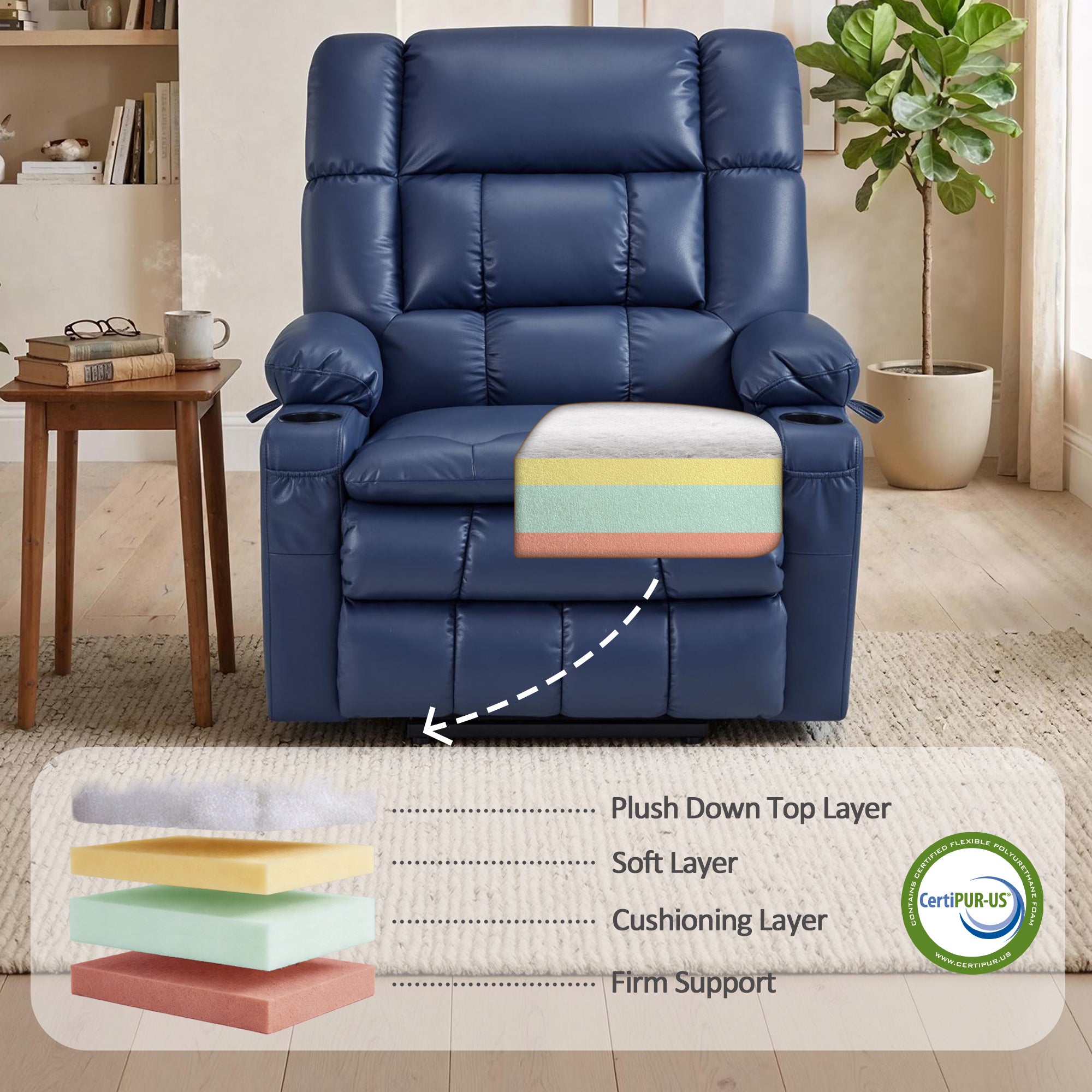 Dual Motor Power Lift Recliner Chair, Massage and Heat, Lay Flat for Sleeping, Faux Leather 7890|7893|7896|R7891|R7897|R7894