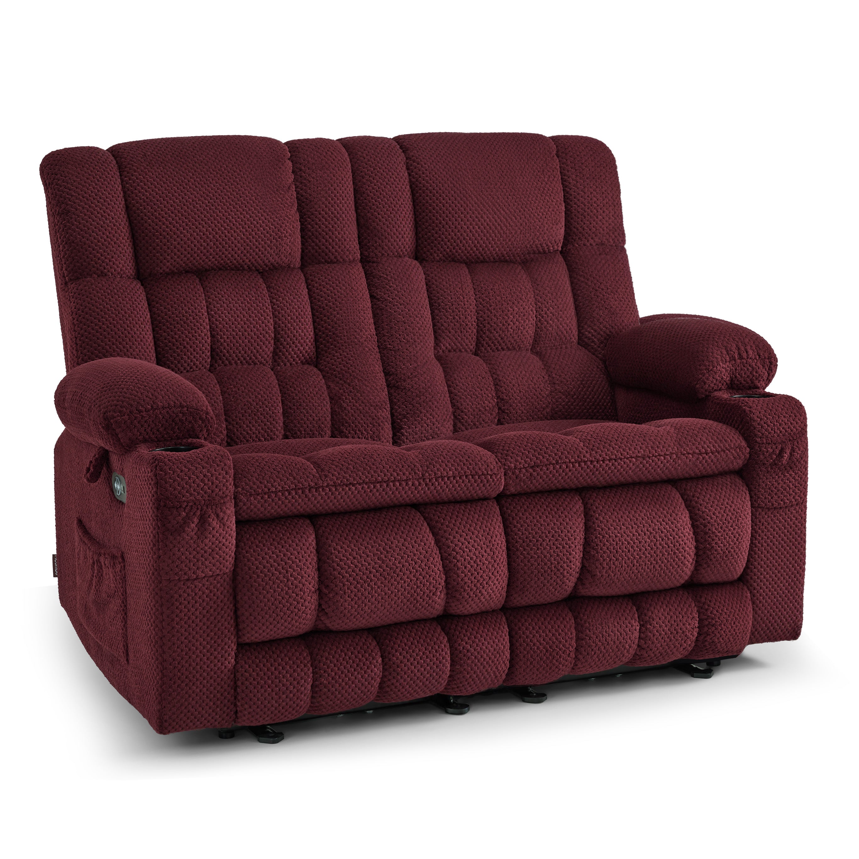 Power Reclining Loveseat with Heat and Massage, Fabric RS6314