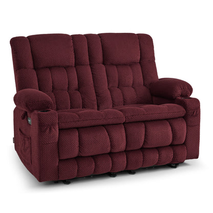 Power Reclining Loveseat with Heat and Massage, Fabric RS6314
