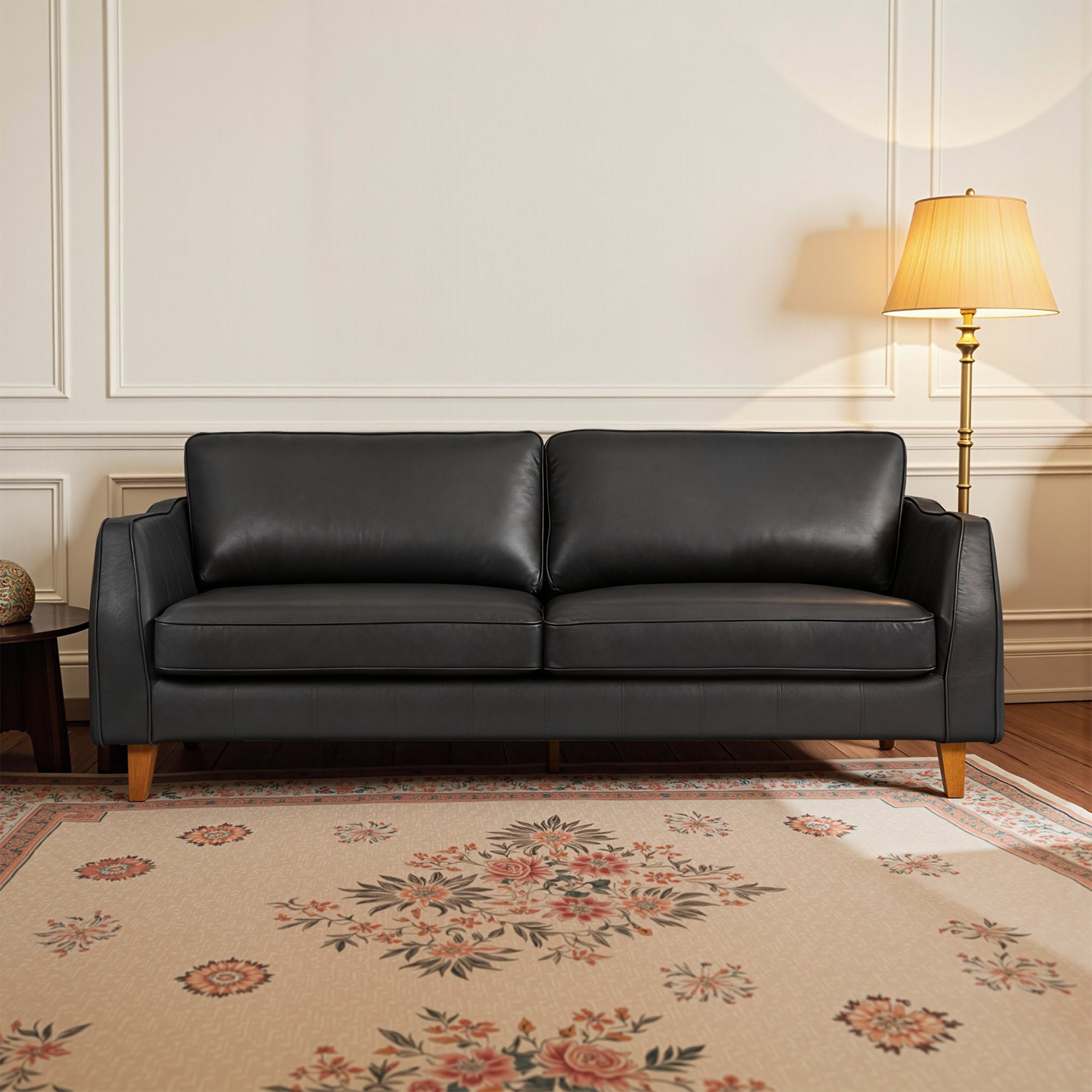 83.4 Inch Napa Leather Couch, Solid Wood Frame for Living Room, Office VE727