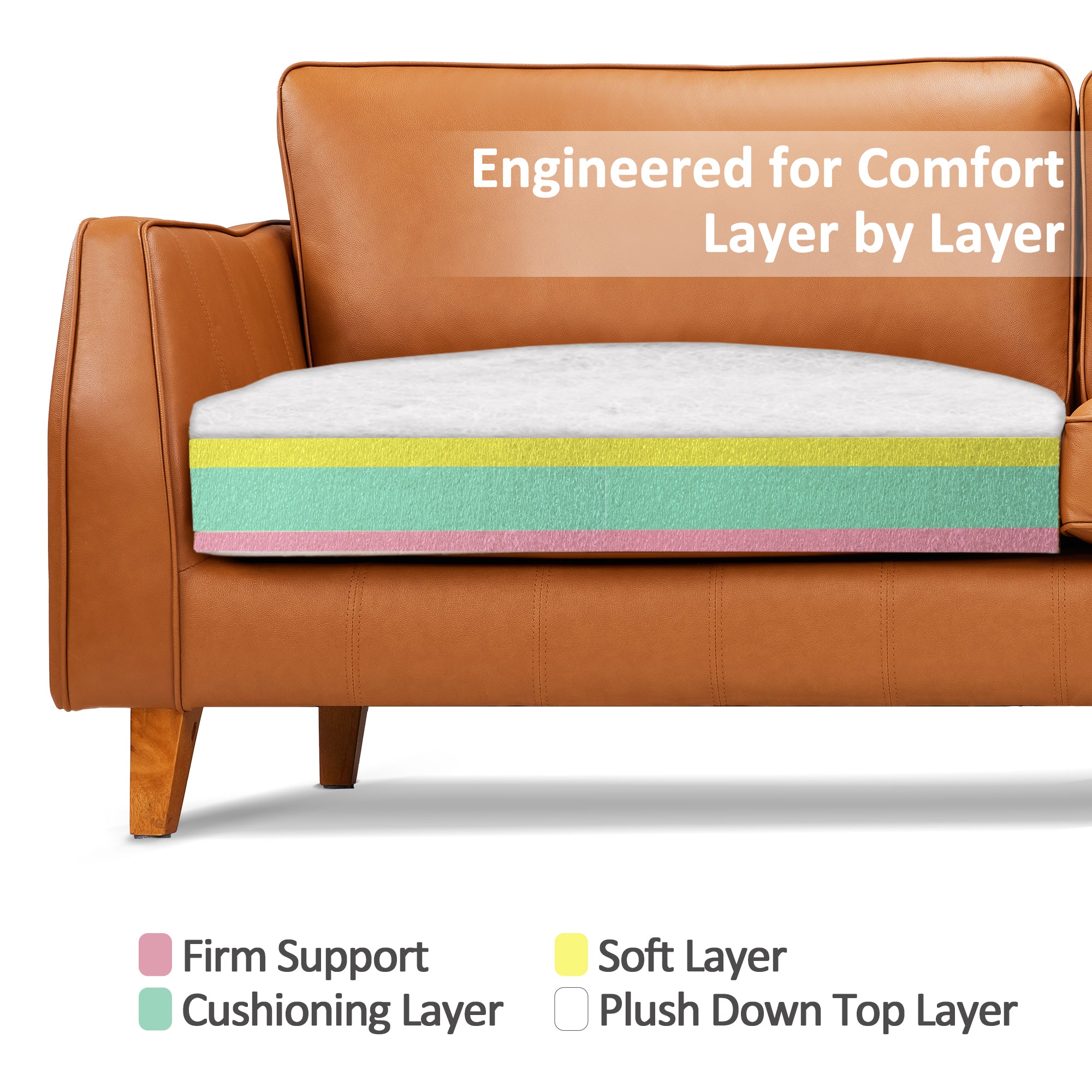 83.4 Inch Napa Leather Couch, Solid Wood Frame for Living Room, Office VE727