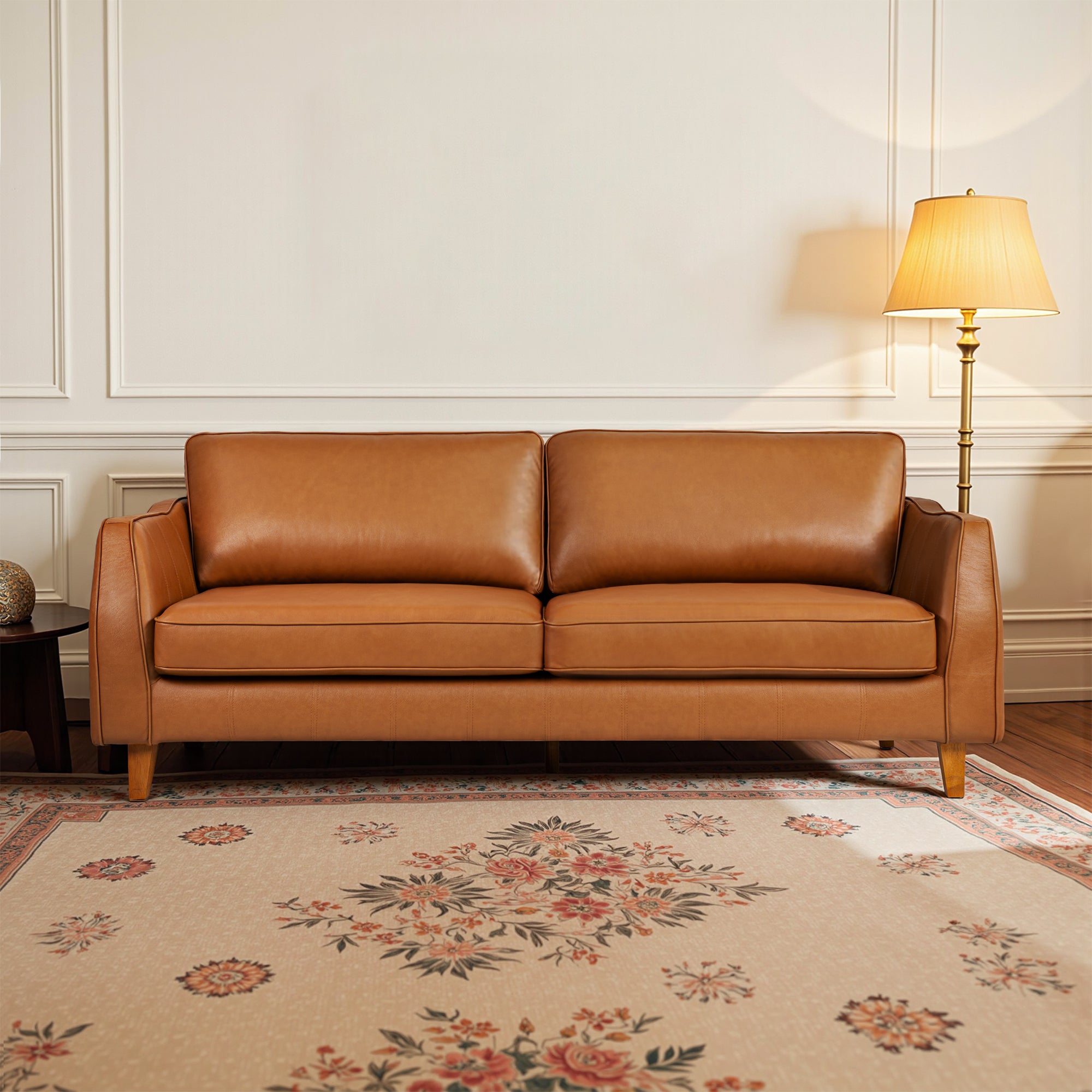 83.4 Inch Napa Leather Couch, Solid Wood Frame for Living Room, Office VE727