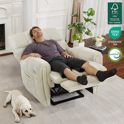 Large Dual Motor Power Recliner Chair with Heat and Vibration, 6199