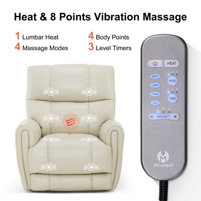 Large Dual Motor Power Recliner Chair with Heat and Vibration, 6199