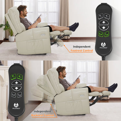 Large Dual Motor Power Recliner Chair with Heat and Vibration, 6199