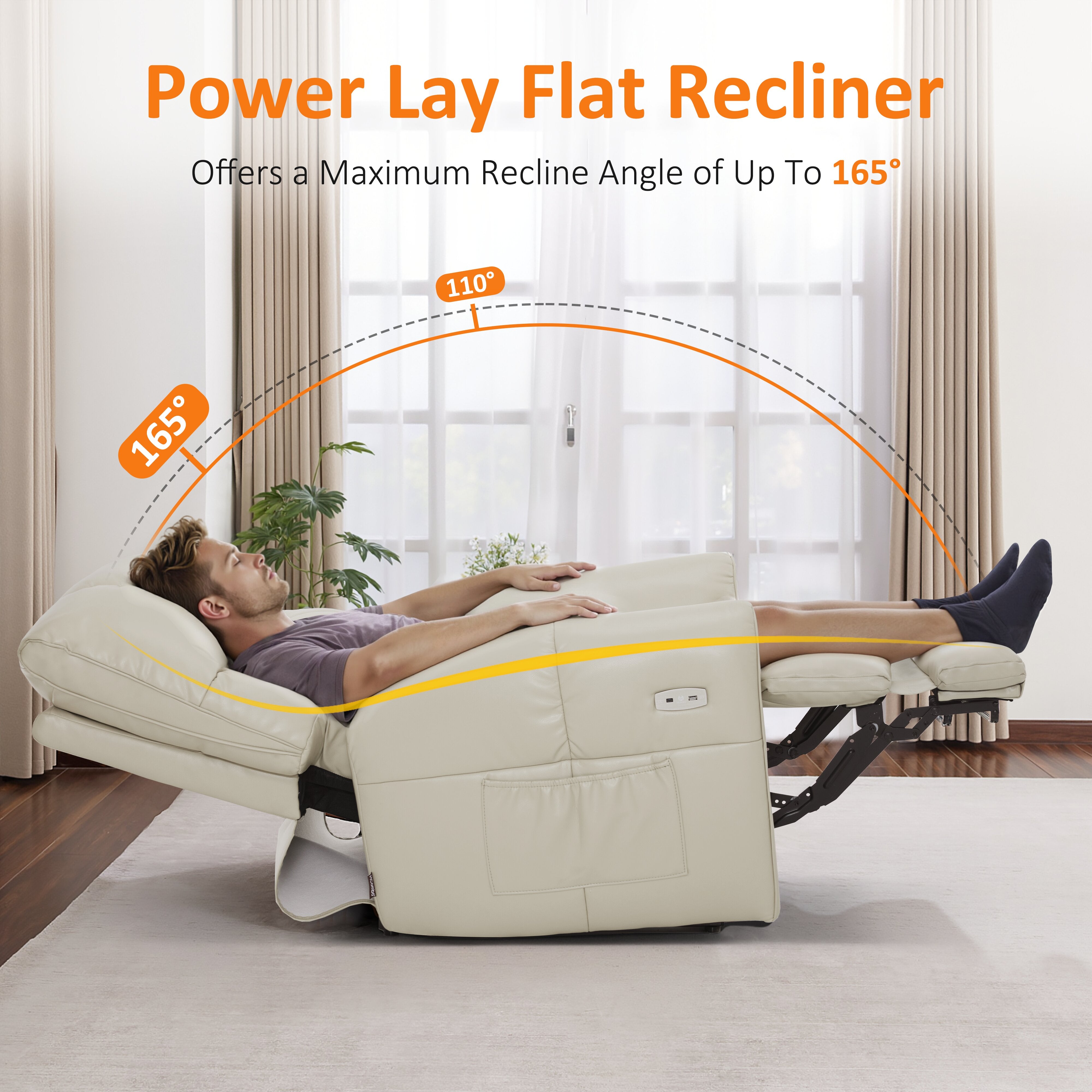 Large Dual Motor Power Recliner Chair with Heat and Vibration, 6199