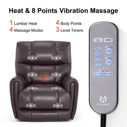 Large Dual Motor Power Recliner Chair with Heat and Vibration, 6199