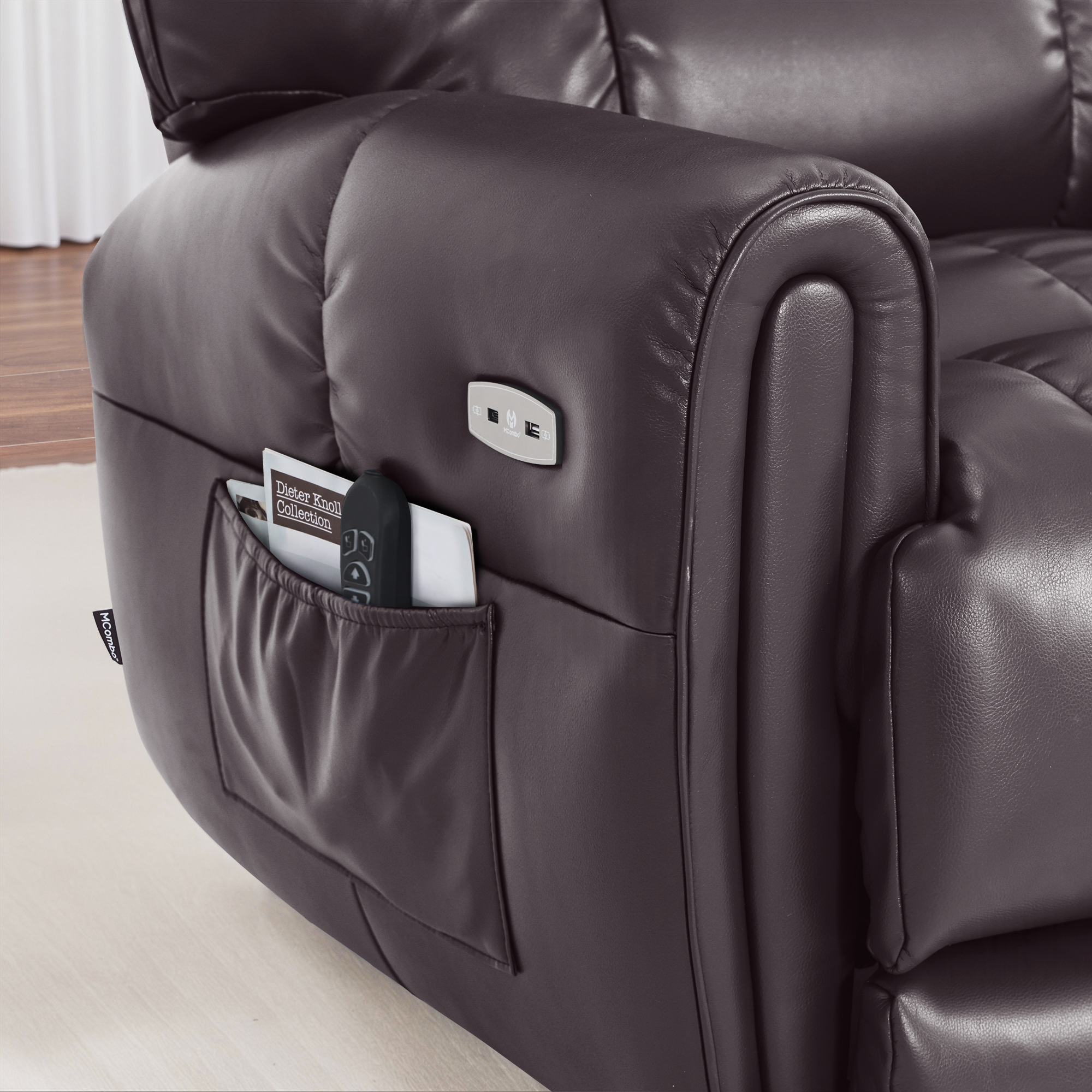 Large Dual Motor Power Recliner Chair with Heat and Vibration, 6199