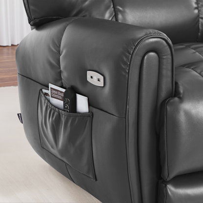 Large Dual Motor Power Recliner Chair with Heat and Vibration, 6199