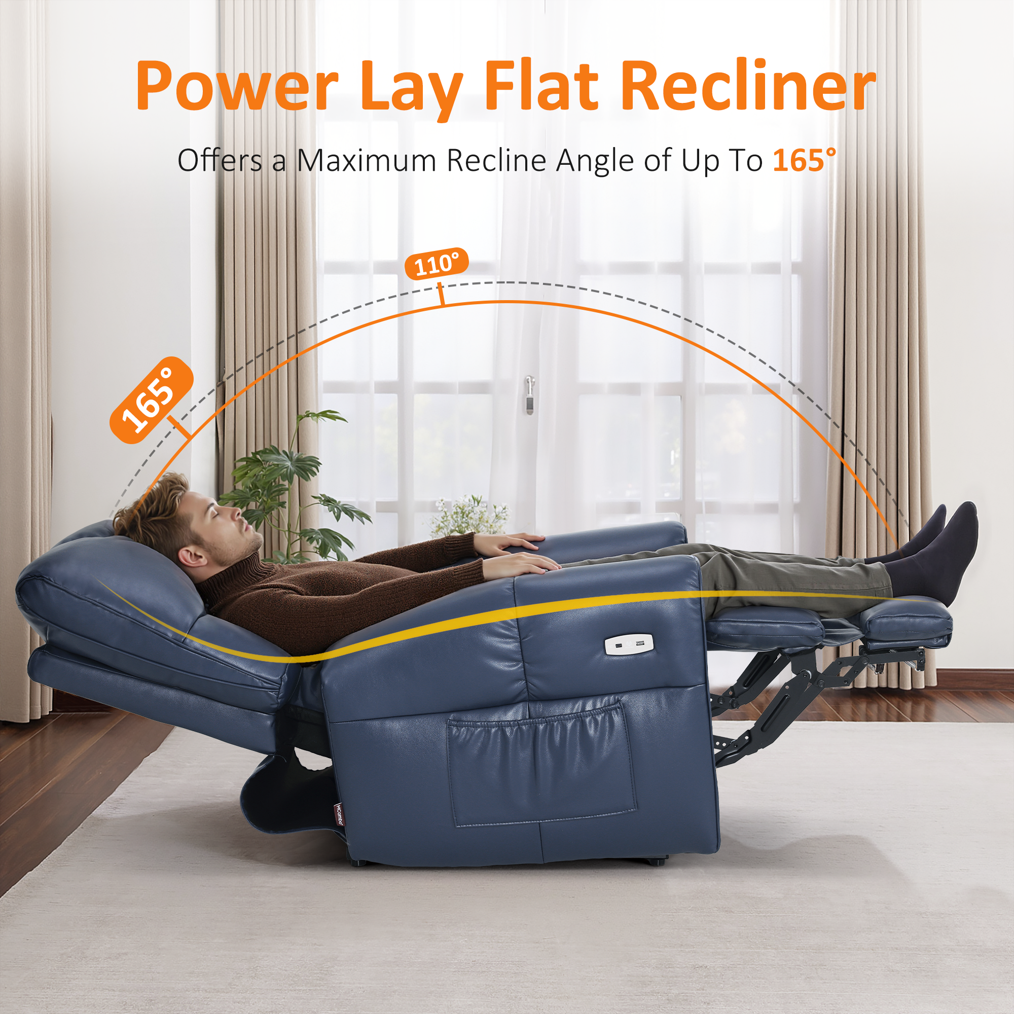 Large Dual Motor Power Recliner Chair with Heat and Vibration, 6199