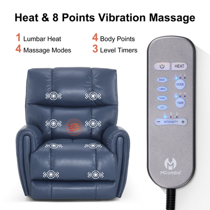 Large Dual Motor Power Recliner Chair with Heat and Vibration, 6199