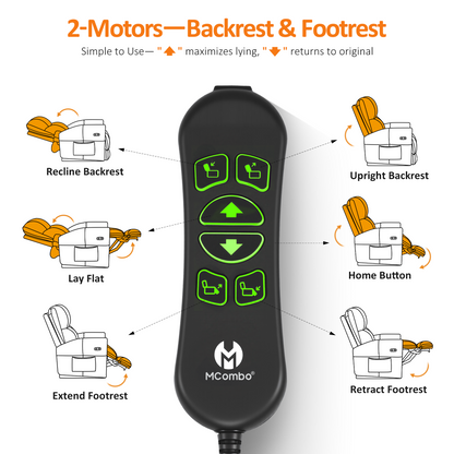 Large Dual Motor Power Recliner Chair with Heat and Vibration, 6199