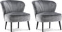 Mcombo Modern Accent Chair, Velvet Tufted Wingback Club Chairs, Leisure Upholstered Side Chair with Wood Legs, Comfy Shell Chair Vanity Chair for Living Room Bedroom Reception 4720