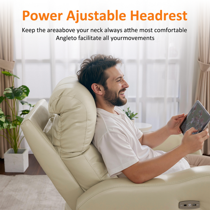 Oversized Triple Motor Power Rocker Recliner for Adults, USB & Type-C, Faux Leather 6277