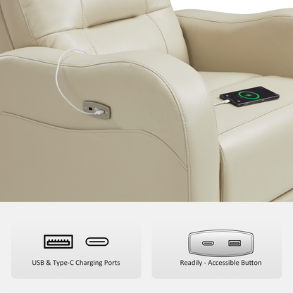 Oversized Triple Motor Power Rocker Recliner for Adults, USB & Type-C, Faux Leather 6277