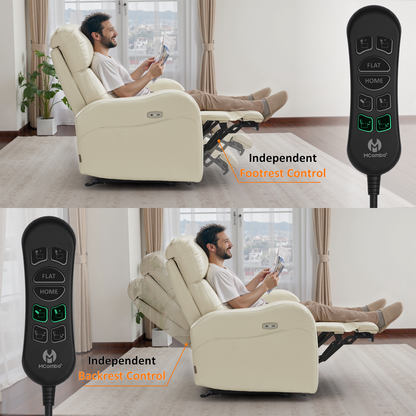 Oversized Triple Motor Power Rocker Recliner for Adults, USB & Type-C, Faux Leather 6277