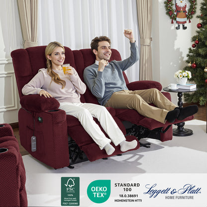 Power Reclining Loveseat with Heat and Massage, Fabric RS6314