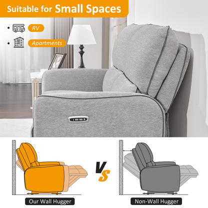 Power Reclining Loveseat with Adjustable Headrest, Wall Hugger, 6924
