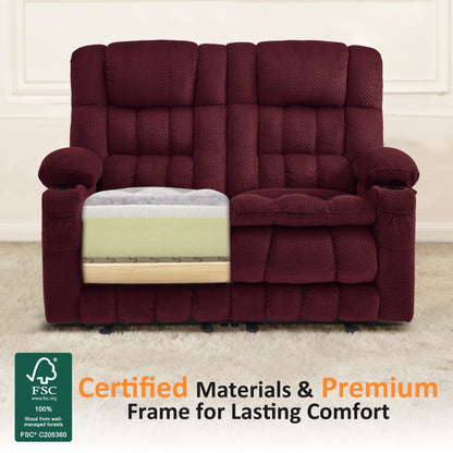 Power Reclining Loveseat with Heat and Massage, Fabric RS6314