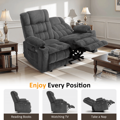 Power Reclining Loveseat with Heat and Massage, Fabric 6314|6316M3