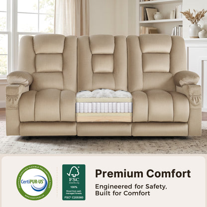 82 in 3 Seater Reclining Sofa with Heat and Massage PR648M3