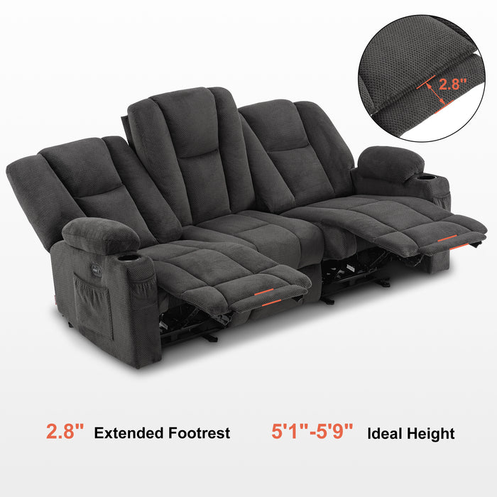 Mcombo Fabric Power Loveseat Recliner, Electric Reclining Sofa with Heat and Massage, Cup Holders, USB Charge Port for Living Room 6015/6035/6025/6045