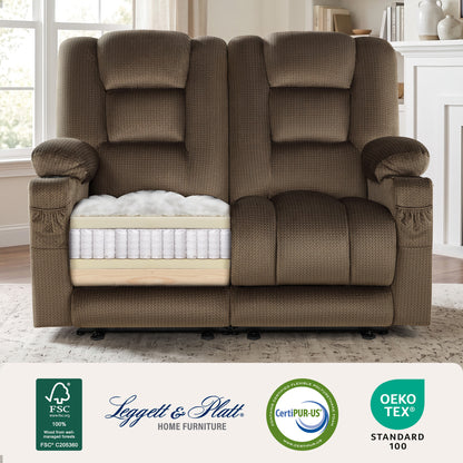 Power Reclining Loveseat with Heat and Massage, Fabric PR648