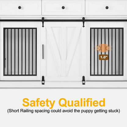Dog Crate for Large Dog with Barn Door and 3 Drawers, GC55