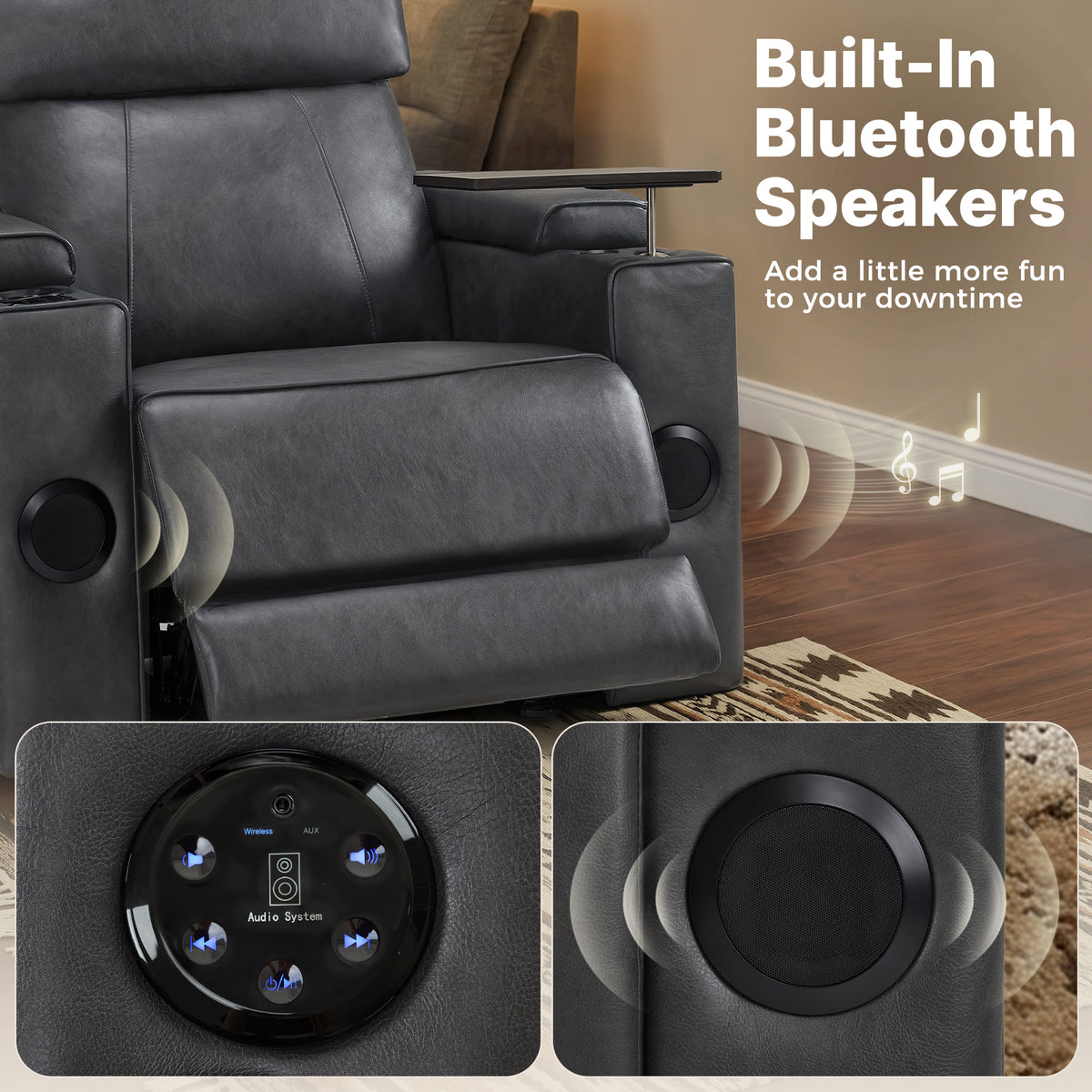 Wall Hugger Recliner Chair for RV, Theater Seating, HTS859