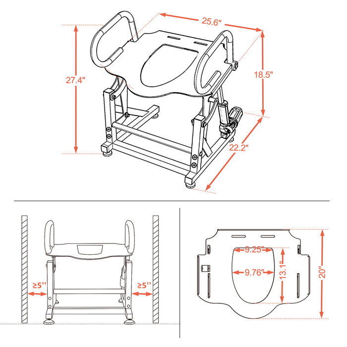 MCombo Electric Toilet Seat Lift with Padded Handles, Power Elevated Toilet Seat Riser with Arms for Elderly, Disabled in Bathroom, Seniors Toilet Lift Assist, 320 lbs Weight Capacity