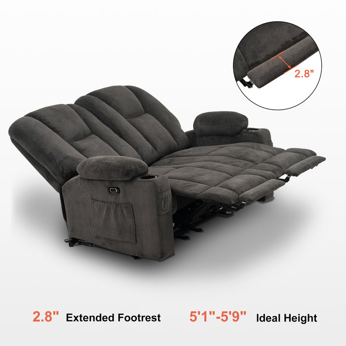 Mcombo Fabric Power Loveseat Recliner, Electric Reclining Sofa with Heat and Massage, Cup Holders, USB Charge Port for Living Room 6015/6035/6025/6045