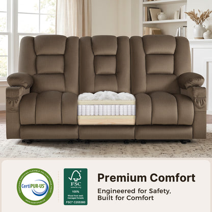 82 in 3 Seater Reclining Sofa with Heat and Massage PR648M3