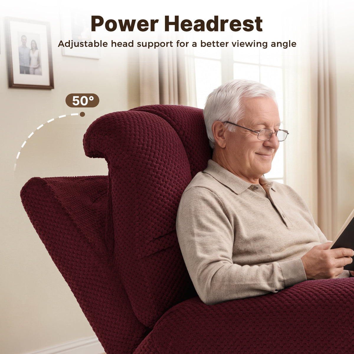 4-Motor Power Lift Recliner with Power Lumbar & Headrest R7558