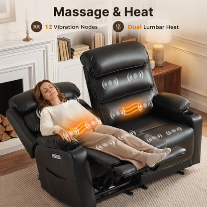 64 in Oversized Reclining Loveseat with Heat & Massage 6711