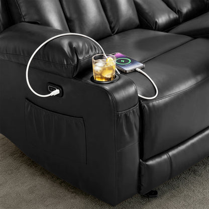 61 in Power Reclining Loveseat with Heat and Massage 6075