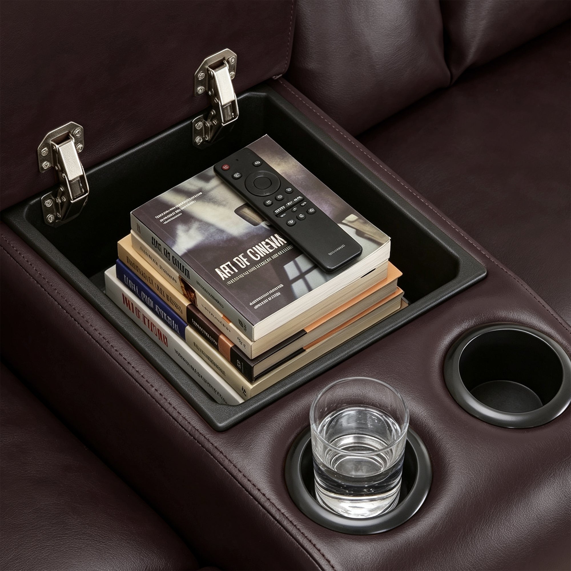 Power Reclining Loveseat with Console, Heat and Massage, Faux leather 6095