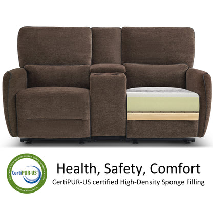 Power Reclining Loveseat with Console and Adjustable Headrest, Wall Hugger, 6926
