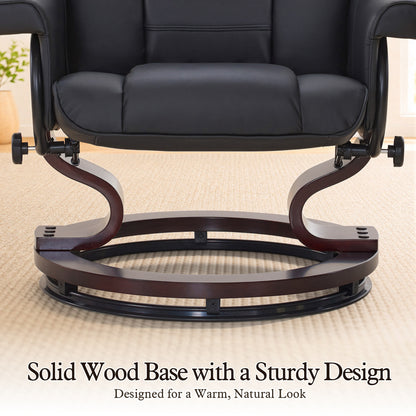 Swivel Recliner with Ottoman, Faux Leather 9019