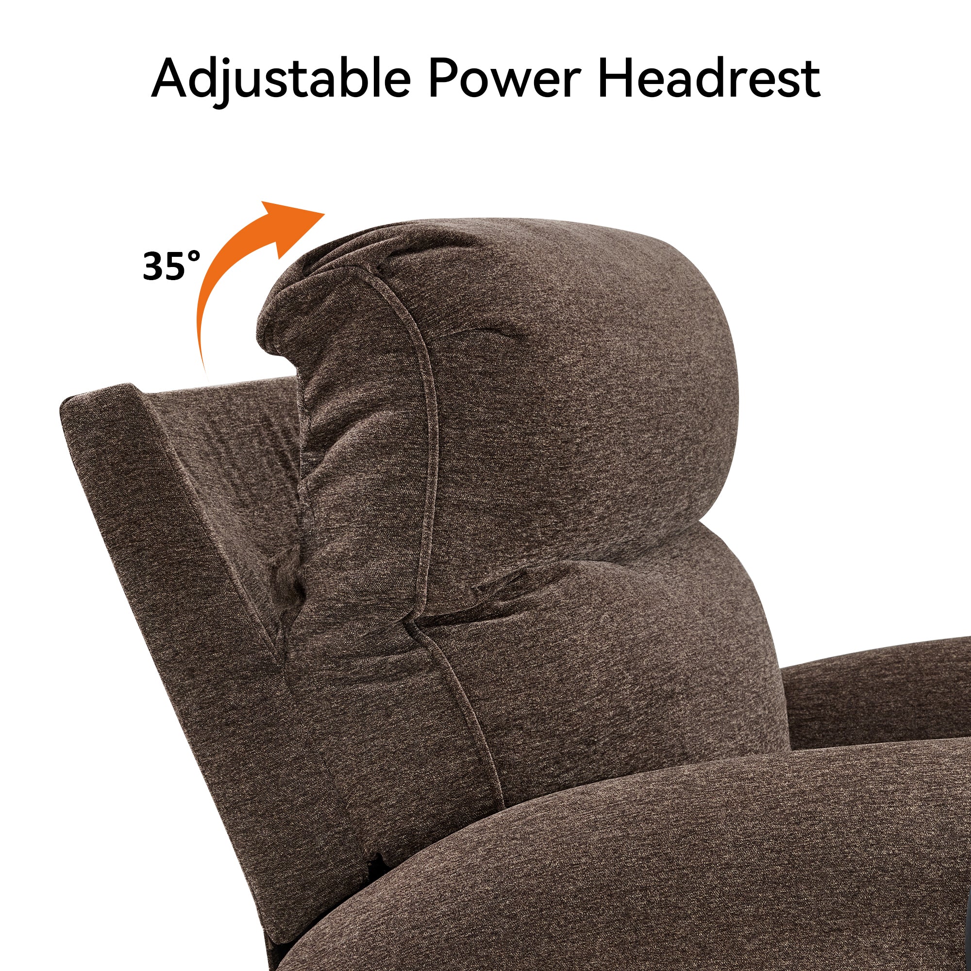 Triple Motor Power Swivel Rocker Recliner with Adjustable Headrest & Extended Footrest, Fabric PR638