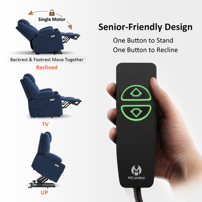 Power Lift Recliner Chair for Elderly, Massage and Heat, Fabric 7040|7516|7141|R7042|R7045|R7510