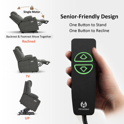Power Lift Recliner Chair for Elderly, Massage and Heat, Fabric 7040|7516|7141|R7042|R7045|R7510