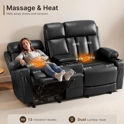 71 in Reclining Loveseat with Console, Heat & Massage 6095