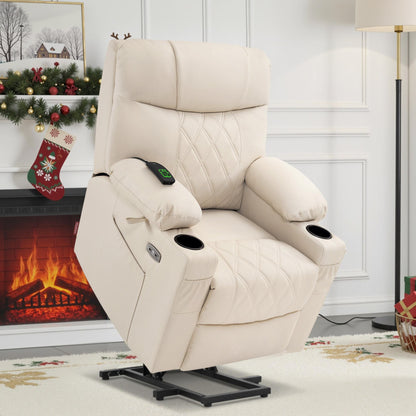 Power Lift Recliner Chair for Elderly, Massage and Heat, Faux Leather 7111