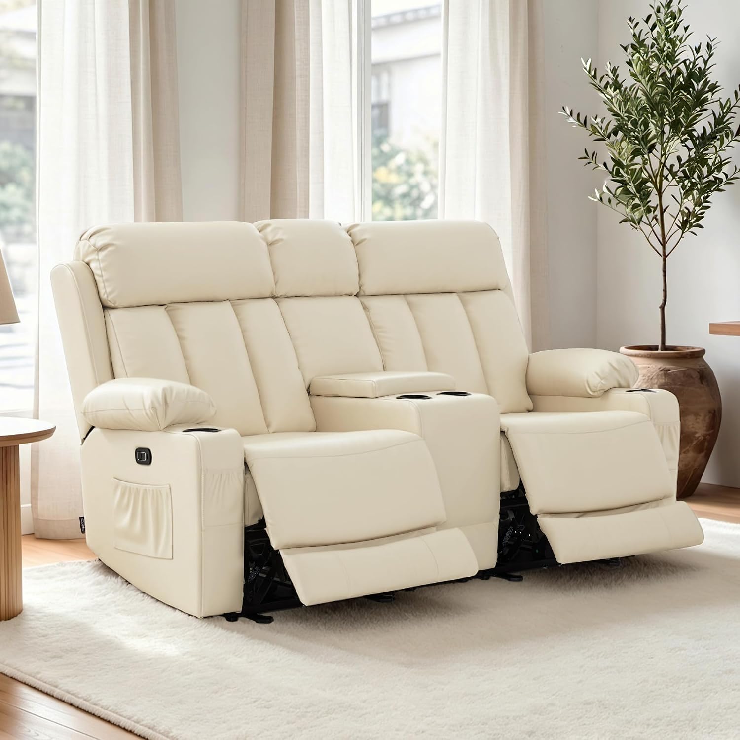 71 in Reclining Loveseat with Console, Heat & Massage 6095