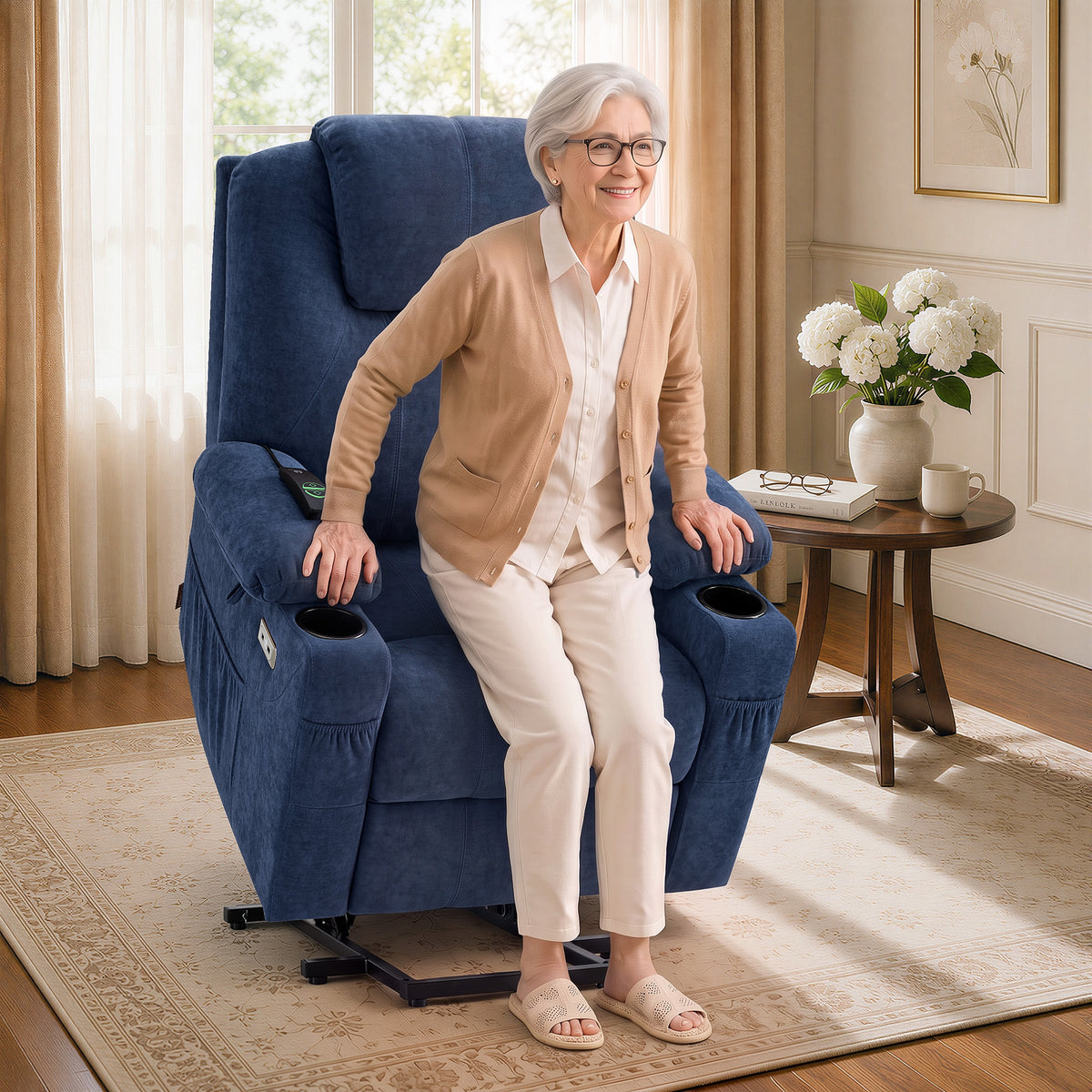 Power Lift Recliner Chair for Elderly, Massage and Heat, Fabric 7040|7516|7141|R7042|R7045|R7510
