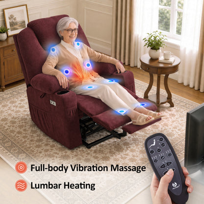 Power Lift Recliner Chair for Elderly, Massage and Heat, Fabric 7040|7516|7141|R7042|R7045|R7510