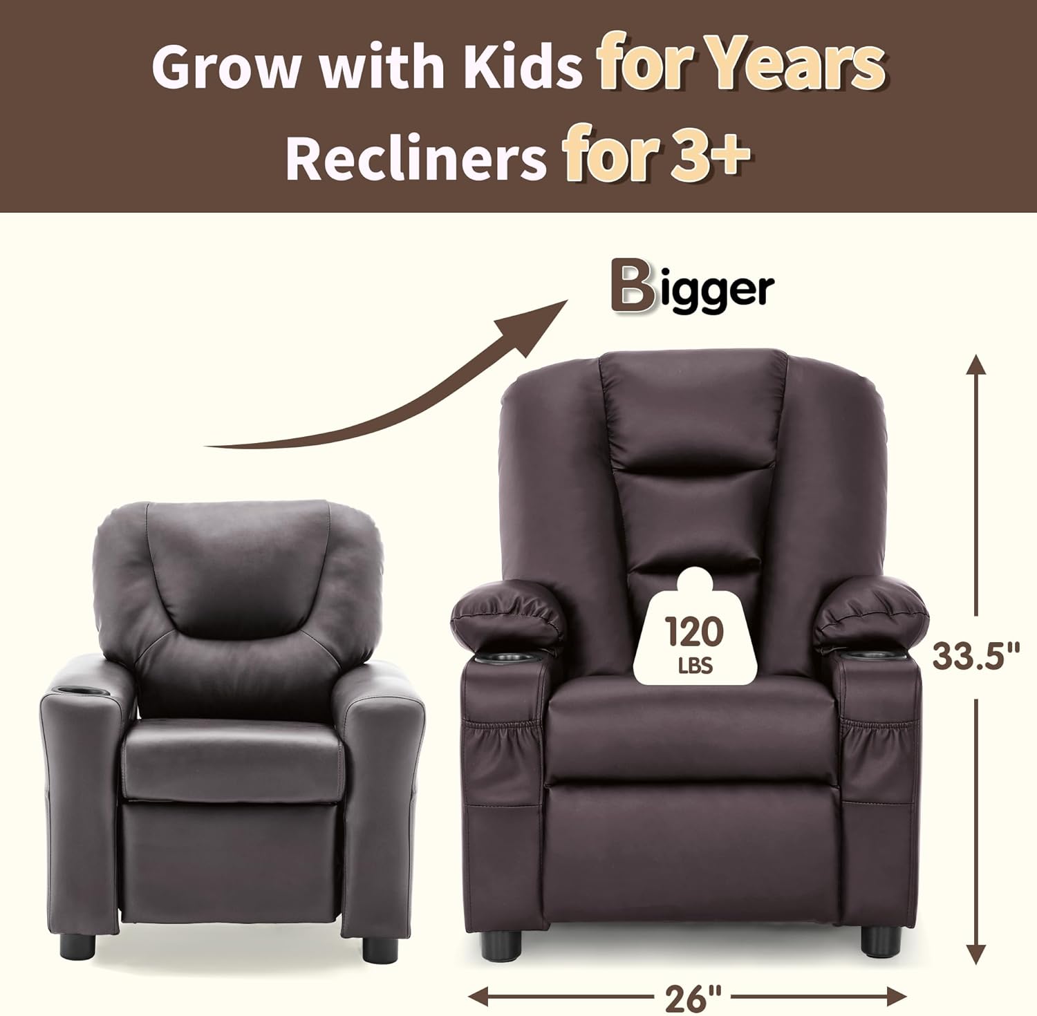 Big Kids Recliner for Ages 3+, Toddlers Recliner Sofa 7322