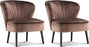 Mcombo Modern Accent Chair, Velvet Tufted Wingback Club Chairs, Leisure Upholstered Side Chair with Wood Legs, Comfy Shell Chair Vanity Chair for Living Room Bedroom Reception 4720